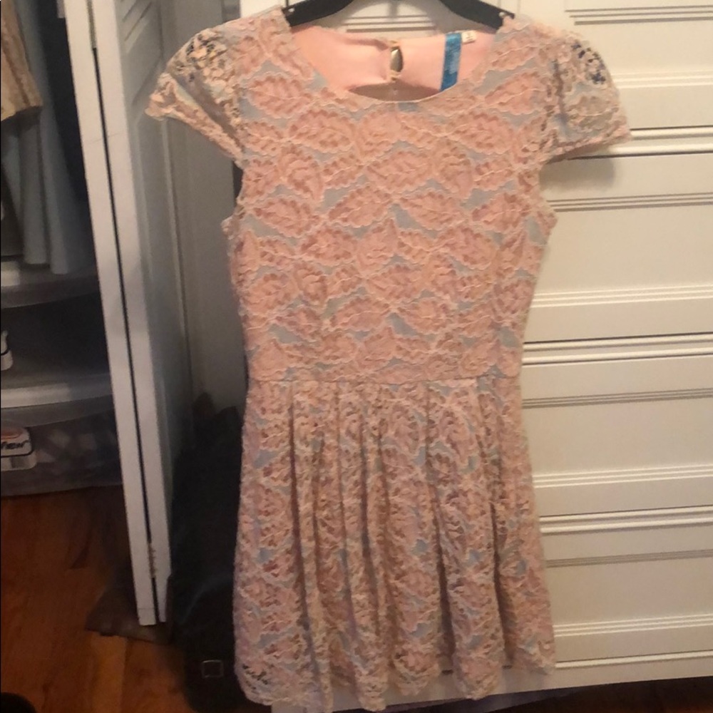 Blue and Pink Keyhole Back Francesca’s Dress